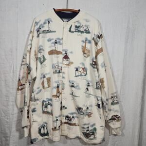 vintage 1980s 90s Lighthouse Cardigan Sweatshirt Art Unlimited sz XXL